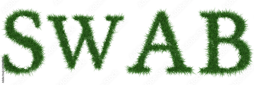 Swab - 3D rendering fresh Grass letters isolated on whhite background. Swab - 3D rendering fresh Grass letters isolated on whhite background.