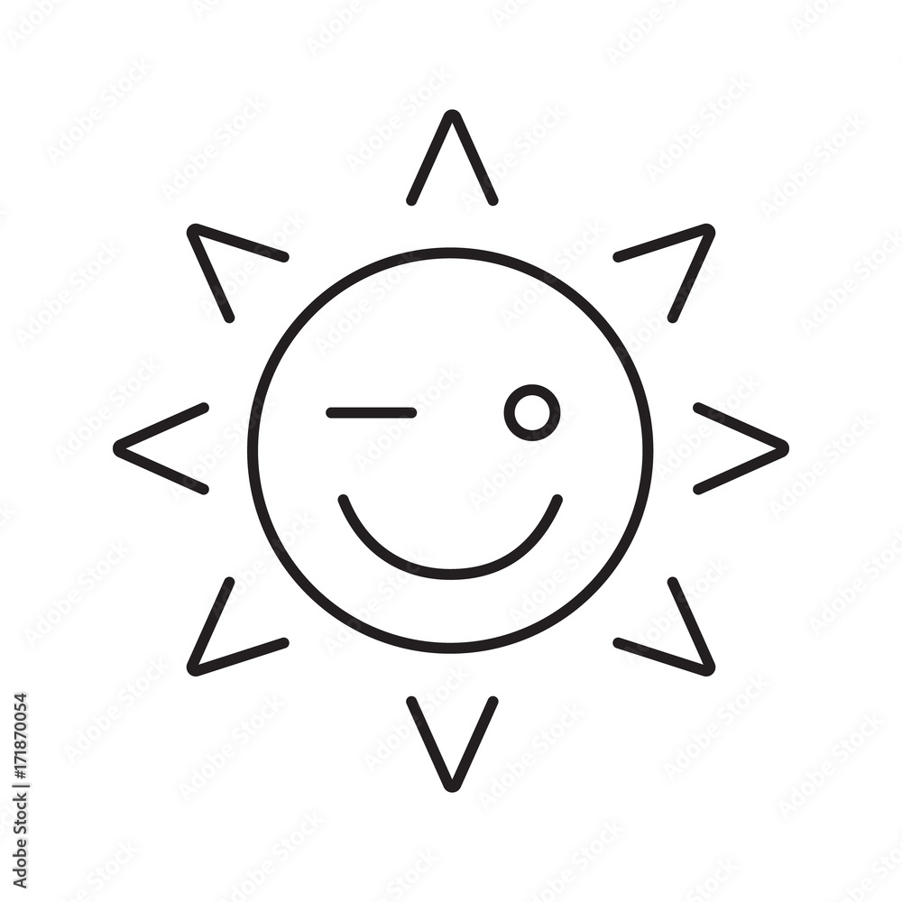 Winking sun smile linear icon Winking sun smile linear icon
