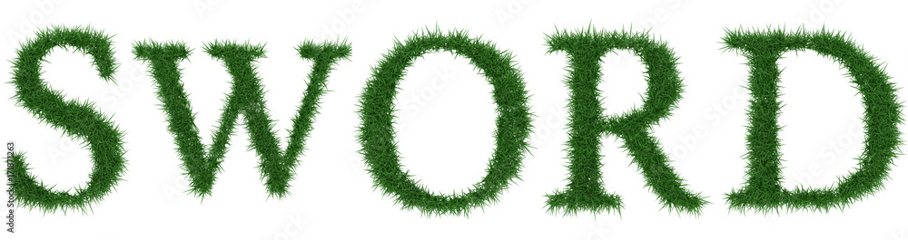 Sword - 3D rendering fresh Grass letters isolated on whhite background. Sword - 3D rendering fresh Grass letters isolated on whhite background.