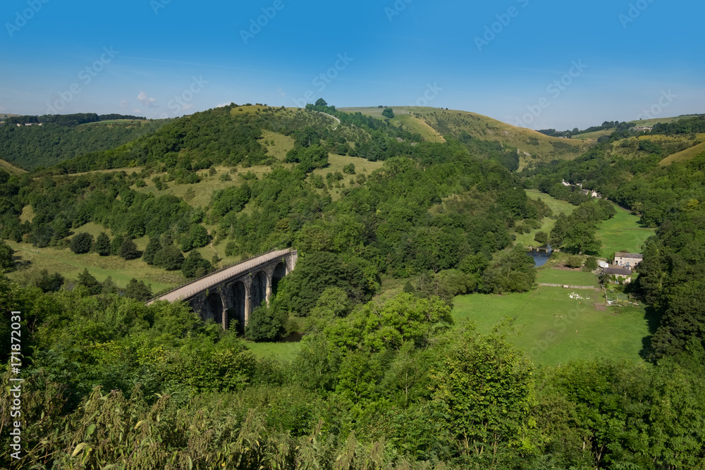 Headstone Viaduct in the Peak District. The viaduct is part of the Monsal Trail, a disused railway now a cycle track