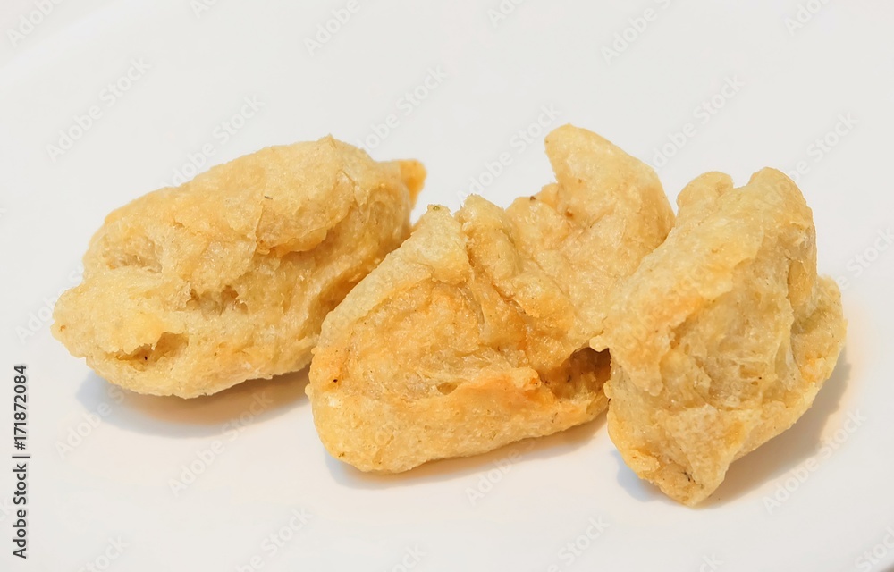 Deep Fried Fish Meat Ball on White Background Deep Fried Fish Meat Ball on White Background