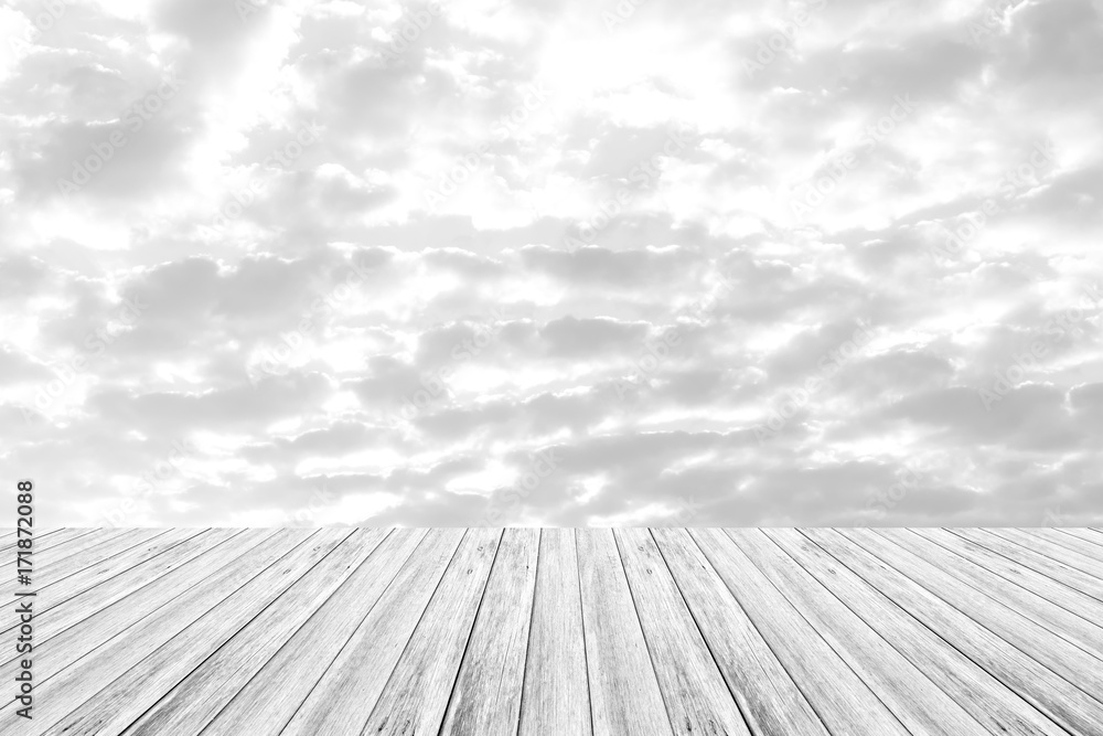 Sky cloud with Wood terrace , process in white style