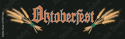 Poster of Oktoberfest. Malt with symbols. Vector illustration.