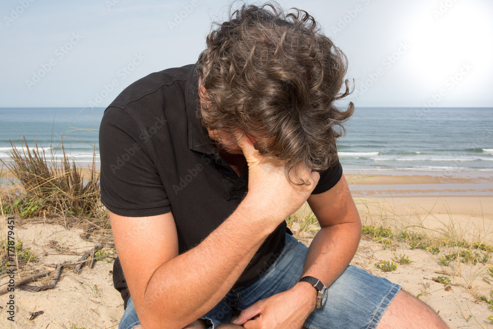 Alone desperate businessman. solitude and failure concept Alone desperate businessman. solitude and failure concept