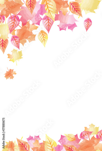 Bright Watercolor Fall Autumn Leaves Background 1