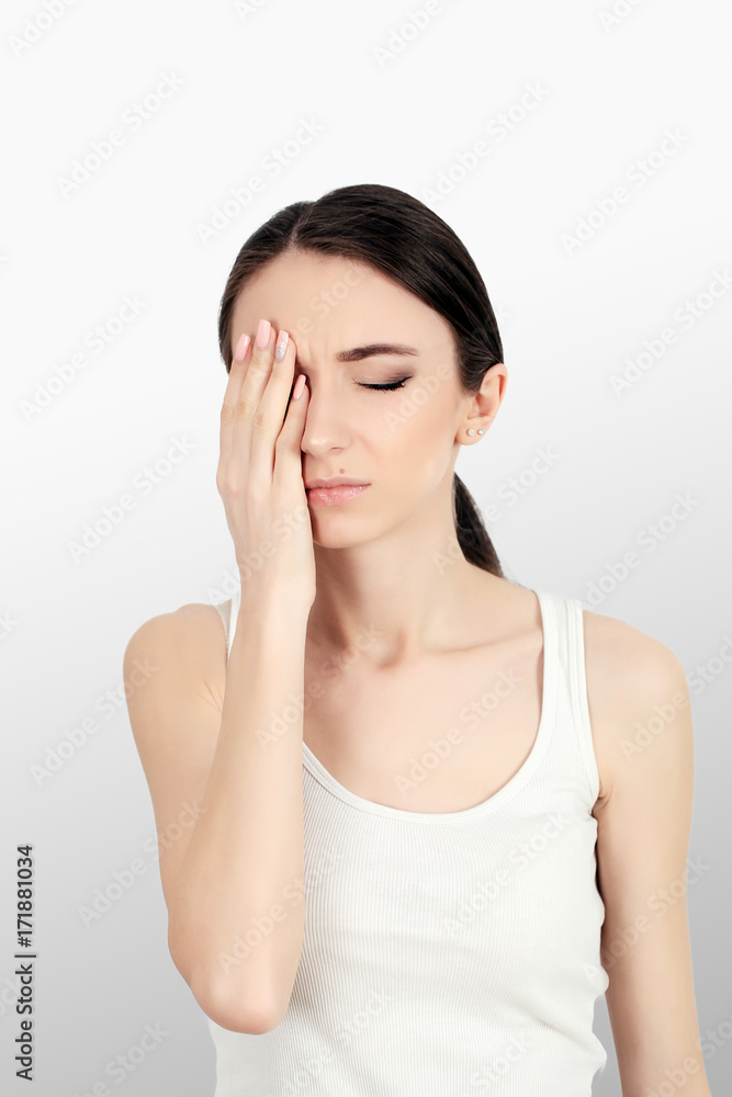 Health. Woman In Pain Feeling Bad And Sick, Having Headache And Fever, Holding Hand. Beautiful Unhappy Tired Girl Suffering From Painful Head Ache And Stress. Healthcare. High Resolution Health. Woman In Pain Feeling Bad And Sick, Having Headache And Fever, Holding Hand. Beautiful Unhappy Tired Girl Suffering From Painful Head Ache And Stress. Healthcare. High Resolution