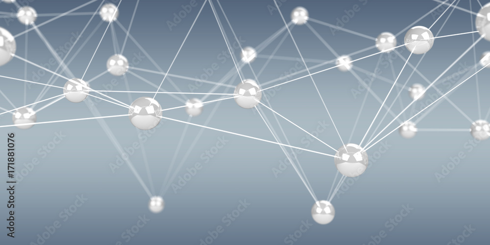 Digital flying network balls connection 3D rendering Digital flying network balls connection 3D rendering