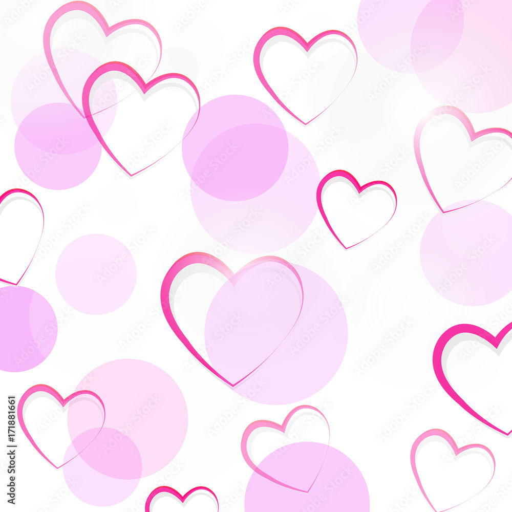 vector abstract background with circles and hearts
