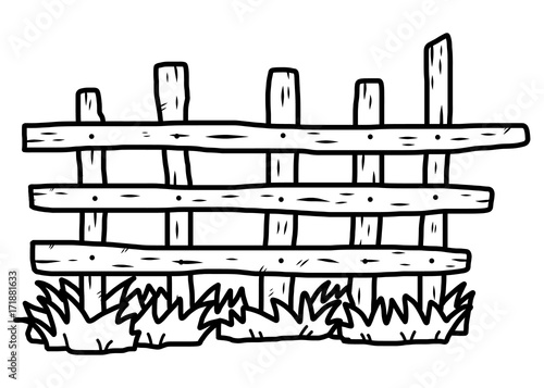 fence / cartoon vector and illustration, black and white, hand drawn, sketch style, isolated on white background.