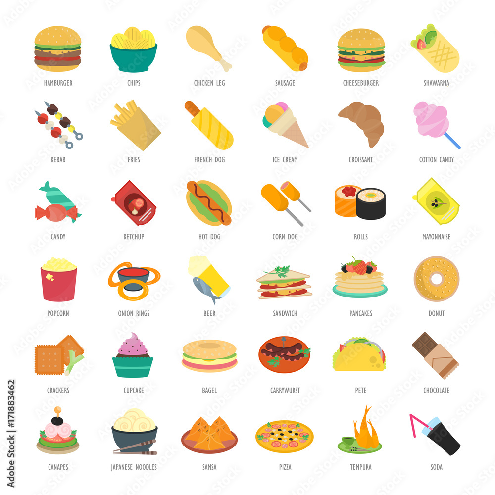 Set Vector Illustration of Fast Food Set Vector Illustration of Fast Food