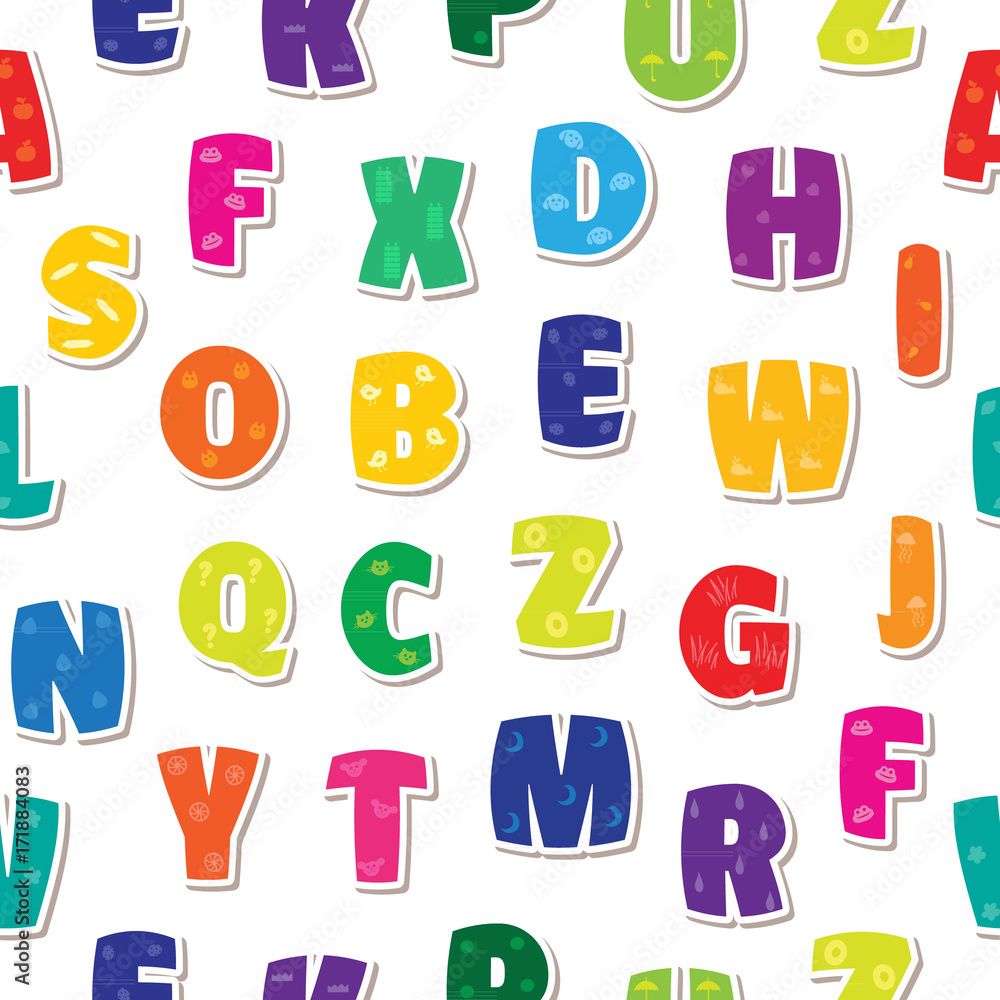 Seamless background letters kids alphabet colorful rainbow Seamless background letters kids alphabet colorful rainbow