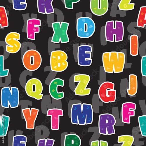 Seamless background letters kids alphabet colorful rainbow 