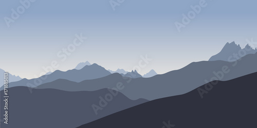 Fototapeta Naklejka Na Ścianę i Meble -  Blue silhoette of mountains