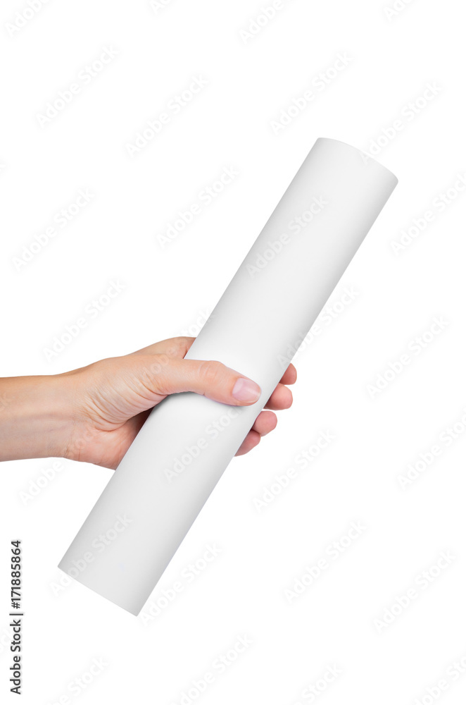 Hands holding paper blank isolated on white background Hands holding paper blank isolated on white background
