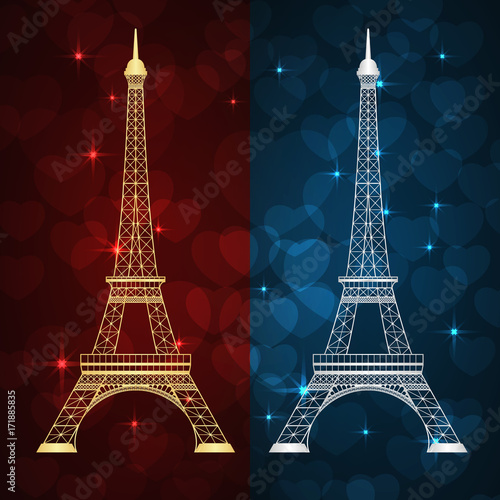 eiffel tower and hearts