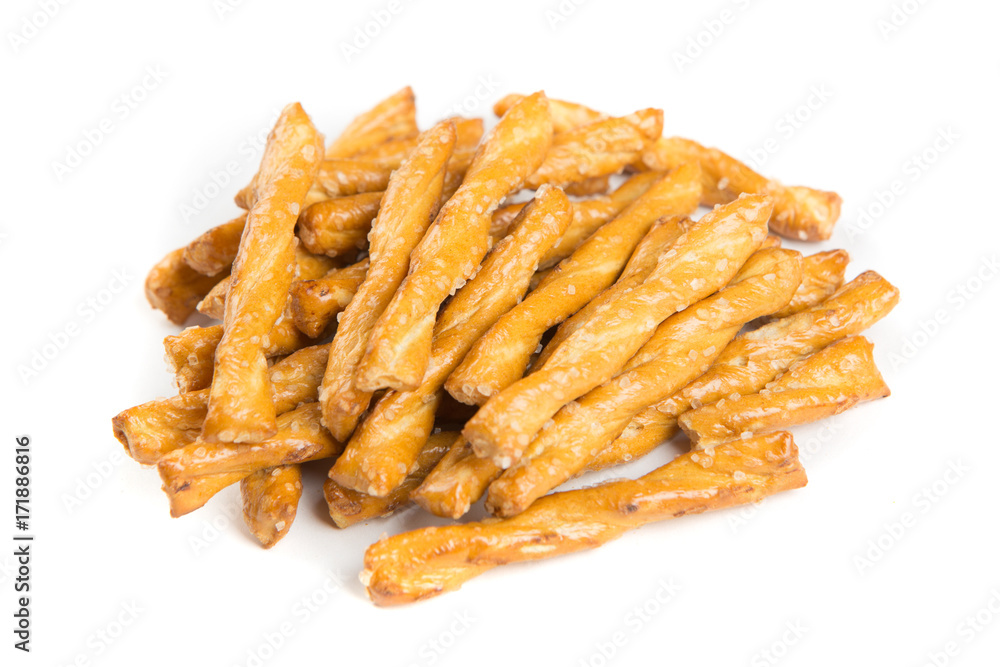 Pile of pretzel twists isolated on a white background Pile of pretzel twists isolated on a white background