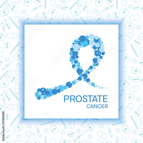 Blue September medical poster of sky blue ribbon made of dots. Prostate cancer solidarity symbol. Health awareness month. Medical concept.