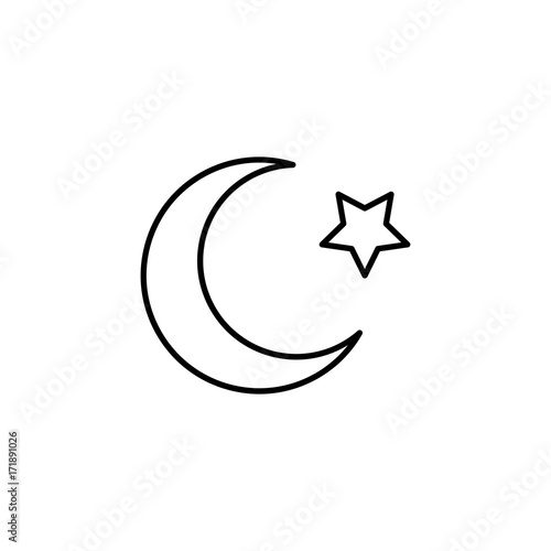 islam star and crescent moon icon