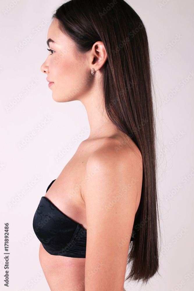 beautiful woman with dark hair and natural look beautiful woman with dark hair and natural look