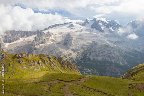 view of Marmolada glacier from Arabba cable car