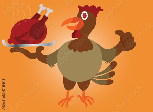 A chicken showing off its meat