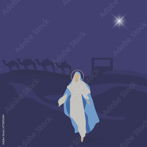 Mary, mother of Jesus. Blessed virgin Mary vector illustration.