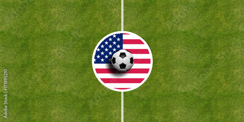USA flag on a soccer field center