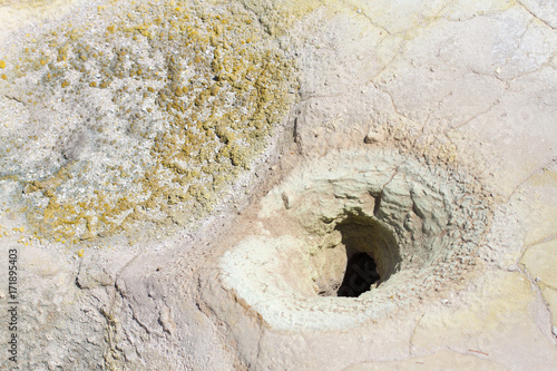 Closeup of a cracked volcano ground