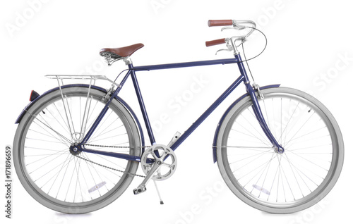 Modern bicycle on white background