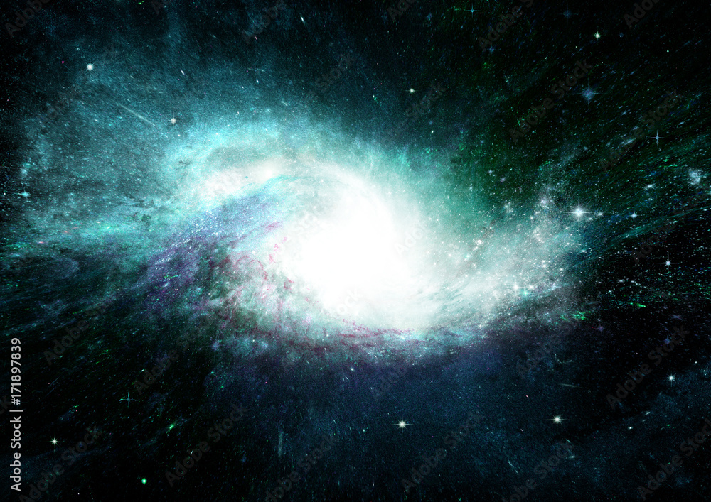 Fototapeta premium Stars, dust and gas nebula in a far galaxy