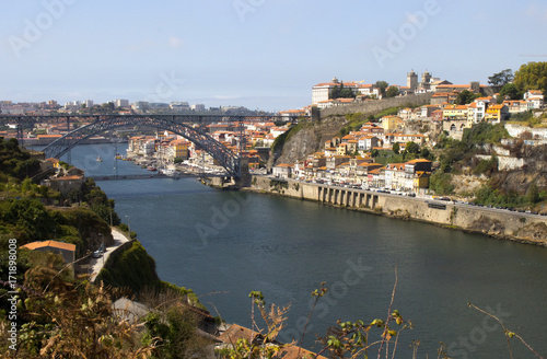 View of the landmark Luis Bridge in Porto  Portugal during the day