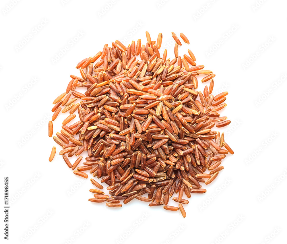 Pile of red rice on white background Pile of red rice on white background