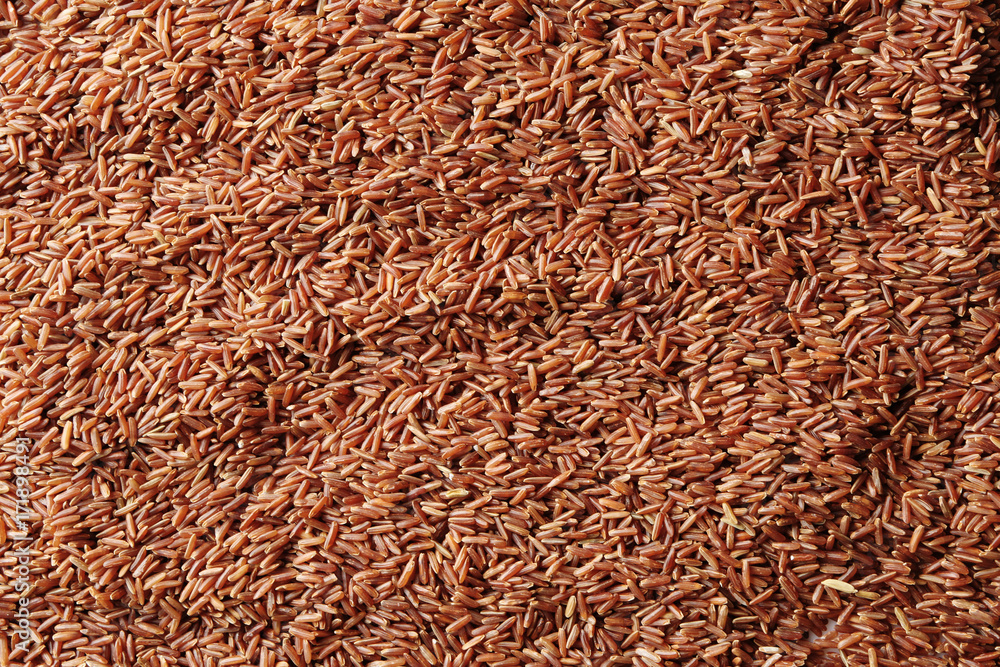 Raw red rice, closeup Raw red rice, closeup
