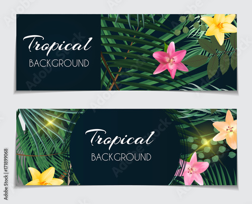 Abstract Natural Tropical Gift Voucher, Discount Card  Backgroun
