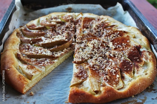 Czech typically dessert called frgal (frgál), pie with pears and nuts