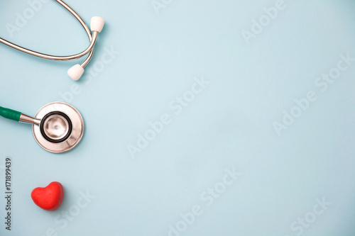 Red heart and a stethoscope photo