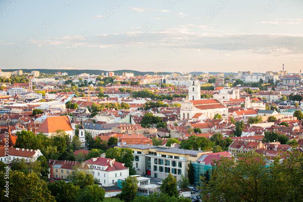 Vilnius old town cityscape panorama, Lithuania