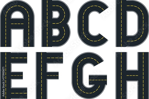 font in shape of road