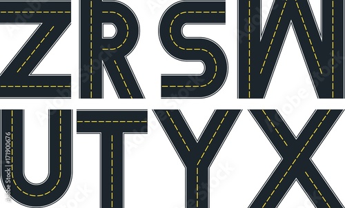 font in shape of road