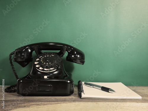 Old telephone vintage style, connecting, emergency