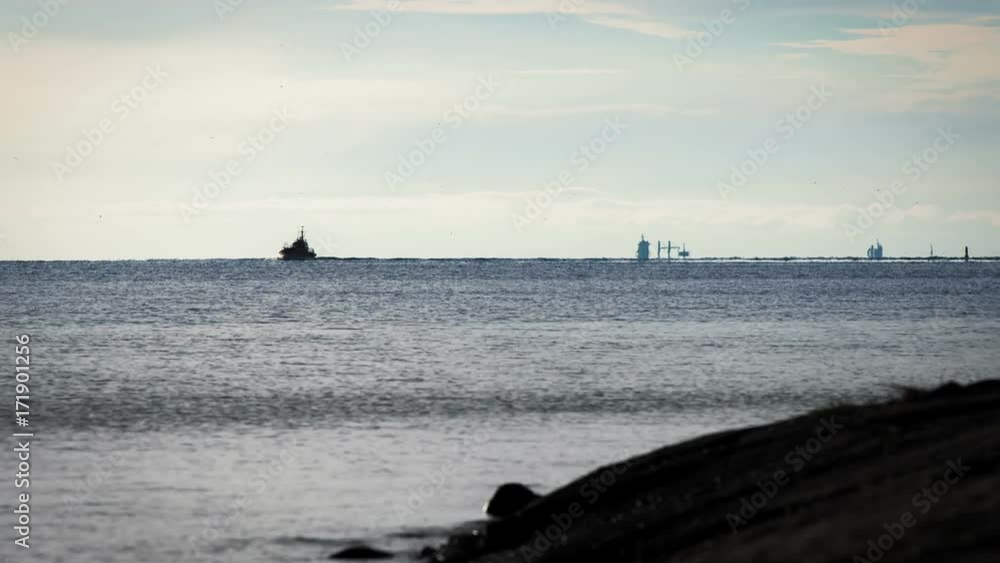 Cruise Ship Going Out Of Riga Time-Lapse