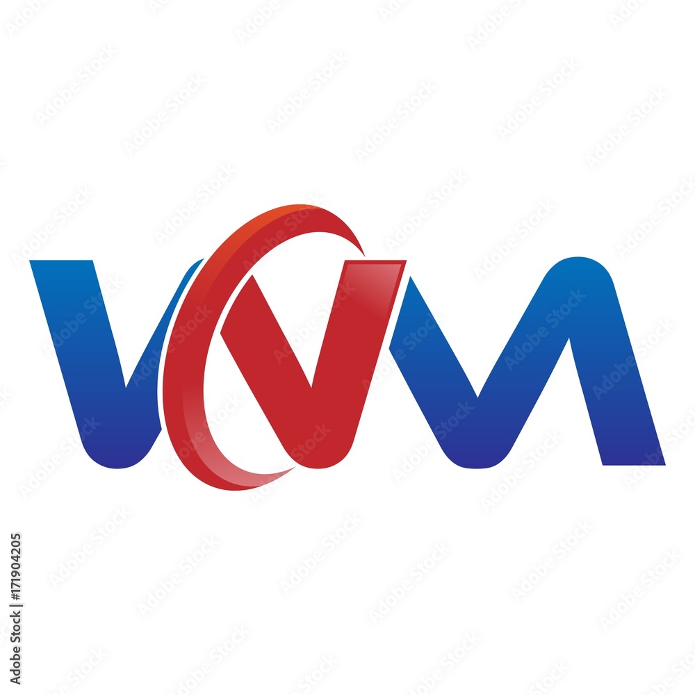 modern vector initial letters logo swoosh wm red blue modern vector initial letters logo swoosh wm red blue