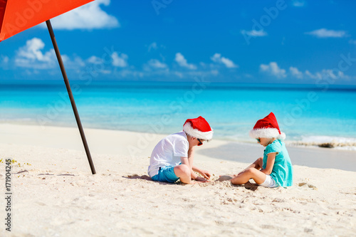 Kids at beach on Christmas