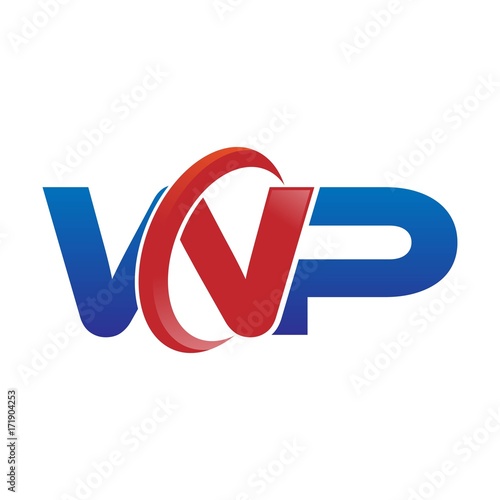 modern vector initial letters logo swoosh wp red blue