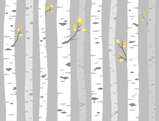 Stickers Berken patronen Espbomen patroon in herfststijl  © sudowoodo