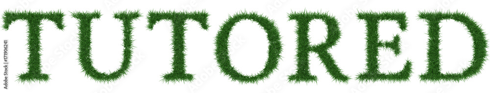 Tutored - 3D rendering fresh Grass letters isolated on whhite background. Tutored - 3D rendering fresh Grass letters isolated on whhite background.