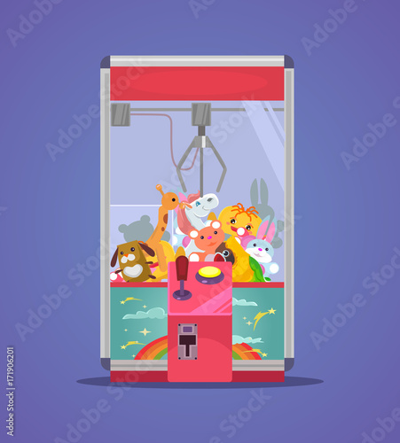 Doll machine. Vector flat cartoon illustration