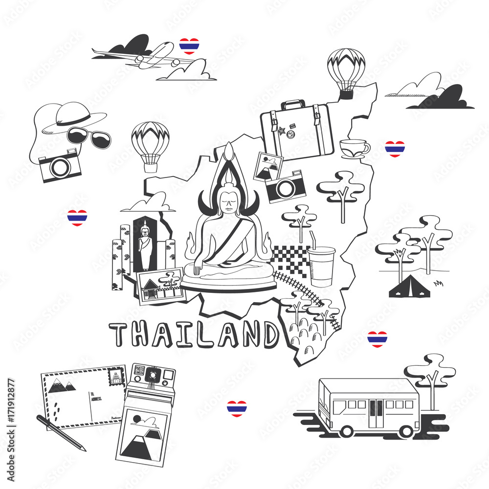 Obraz premium Thailand Doodles.