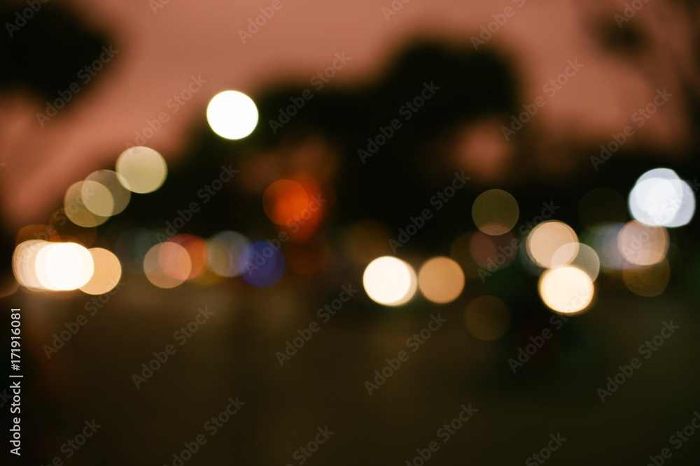 Fototapeta premium abstract urban night light bokeh, defocused background