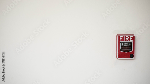 Red Fire alarm system on the wall in the building in Fire protection concept.